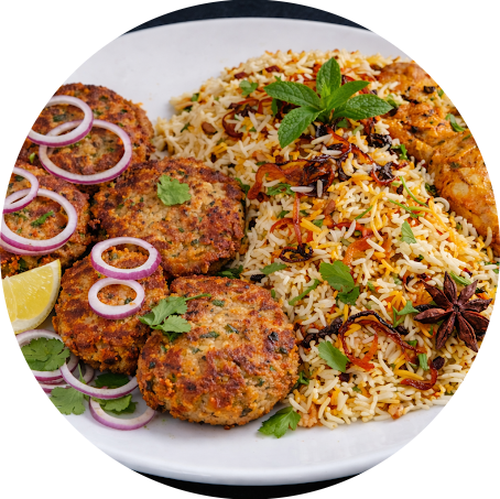 BIRIYANI & SHAMI KEBAB(1Pcs)