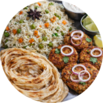 SHAMI KEBAB (2Pcs), 1 LACHA PARATHA & PULAO